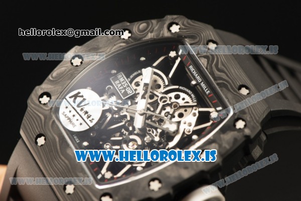 Richard Mille RM35-02 Carbon Fiber With Miyota 9015 Movement 1:1 Clone Black Rubber - Click Image to Close